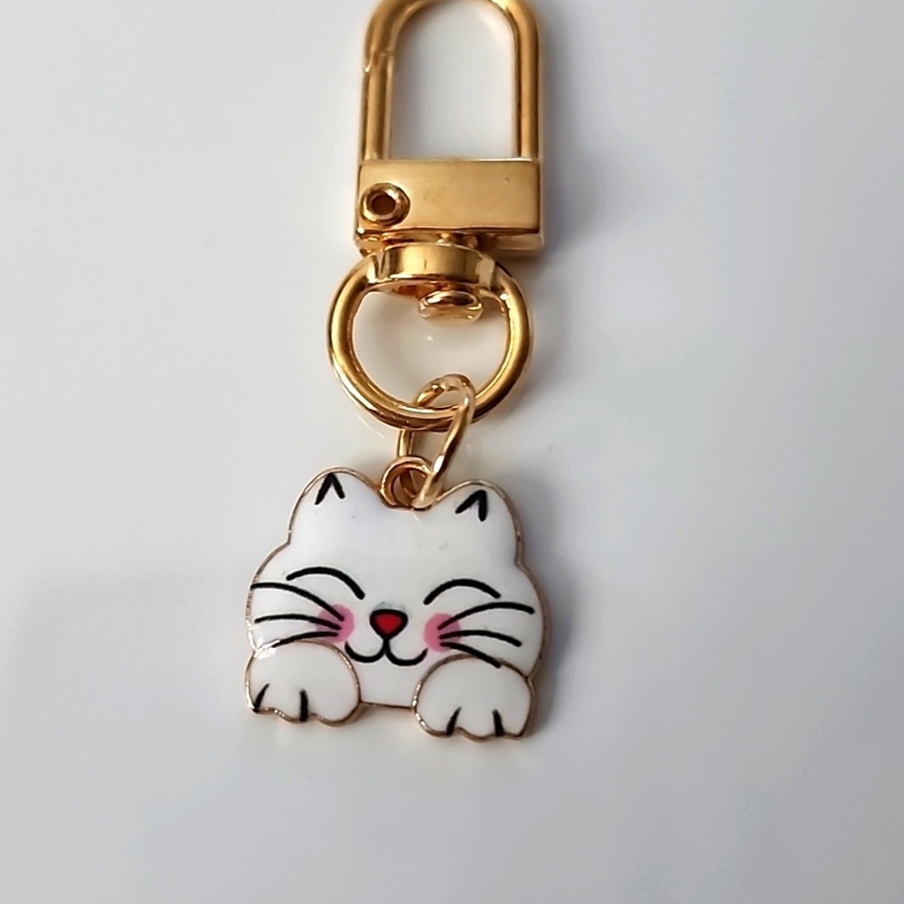 CAT  ZIPPER Pull purse charm Or Charm bracelet Lobster claw clip closure
